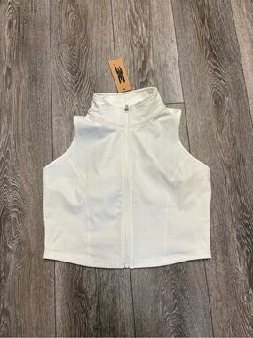 Elite Eleven High-Neck White Zip Front Women's Top